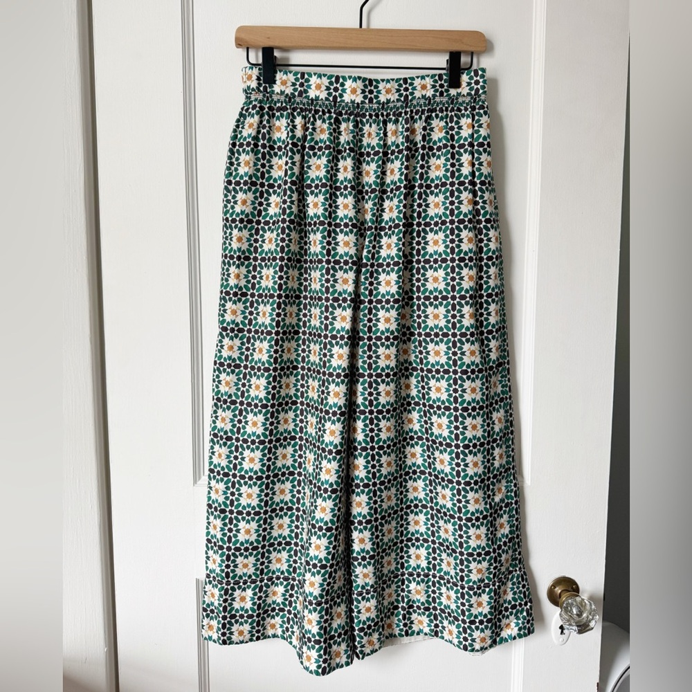 Theory Tile Print Silk Twill Culottes